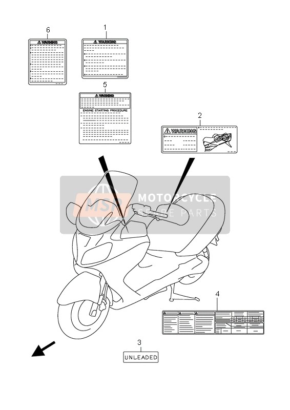 Suzuki AN650(A)(AZ) BURGMAN EXECUTIVE 2008 Label for a 2008 Suzuki AN650(A)(AZ) BURGMAN EXECUTIVE